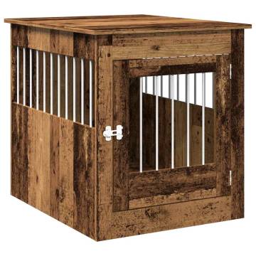 Stylish Dog Crate Furniture in Old Wood - 64.5x80x71 cm