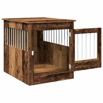 Stylish Dog Crate Furniture in Old Wood - 64.5x80x71 cm