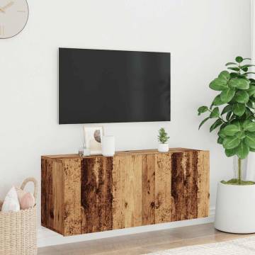 Stylish Wall-mounted TV Cabinet in Old Wood - 100x30x41 cm