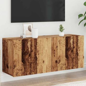 Stylish Wall-mounted TV Cabinet in Old Wood - 100x30x41 cm