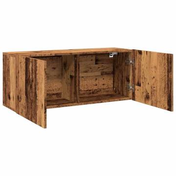 Stylish Wall-mounted TV Cabinet in Old Wood - 100x30x41 cm