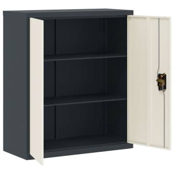 Stylish Anthracite and White File Cabinet - 90x40x105 cm