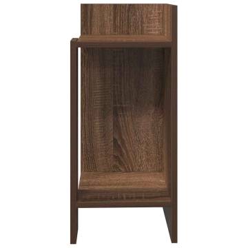 Stylish Brown Oak Side Table with Shelf - 25.5x27x60 cm