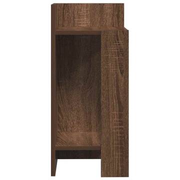 Stylish Brown Oak Side Table with Shelf - 25.5x27x60 cm