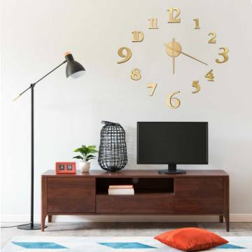 3D Wall Clock Modern Design Gold 100 cm XXL - Stylish Decor