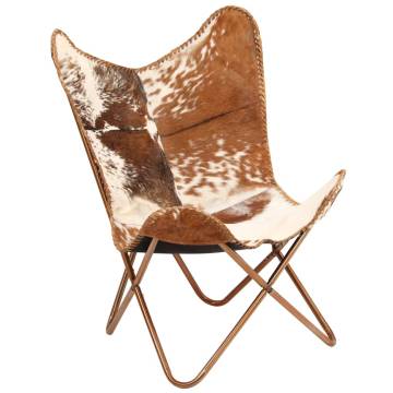 Butterfly Chair Brown & White - Genuine Goat Leather Comfort