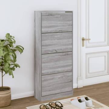 Stylish Grey Sonoma Shoe Cabinet - 63x24x147 cm