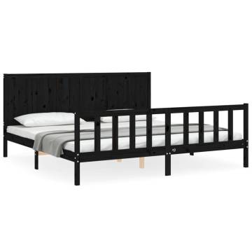 Black Super King Size Pine Bed Frame - No Mattress