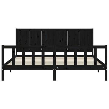 Black Super King Size Pine Bed Frame - No Mattress