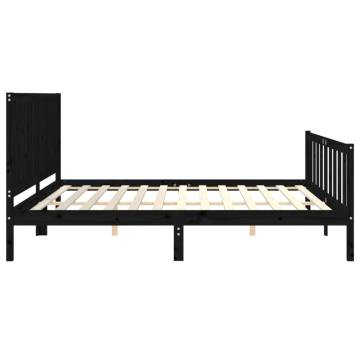 Black Super King Size Pine Bed Frame - No Mattress