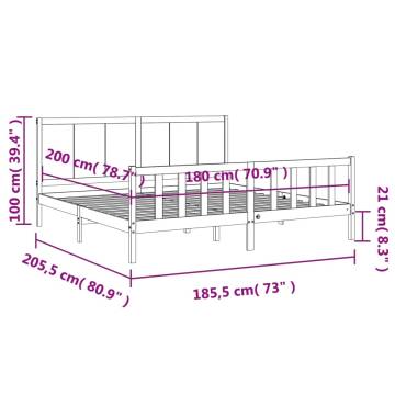 Black Super King Size Pine Bed Frame - No Mattress