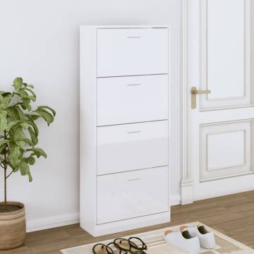 High Gloss White Shoe Cabinet - Stylish & Functional | Hipomarket