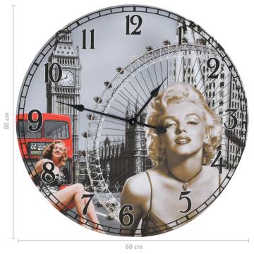 Vintage Wall Clock Marilyn Monroe - Retro Decor 60 cm