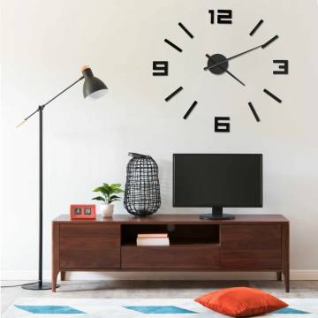 3D Black Wall Clock XXL - Modern Design | HipoMarket UK