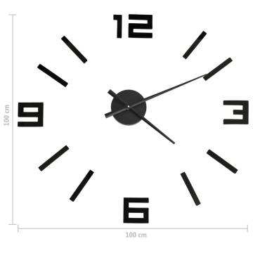 3D Black Wall Clock XXL - Modern Design | HipoMarket UK