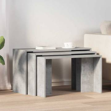 Stylish Nesting Tables - 3 pcs Concrete Grey Engineered Wood