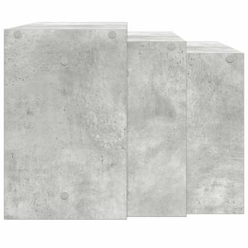 Stylish Nesting Tables - 3 pcs Concrete Grey Engineered Wood