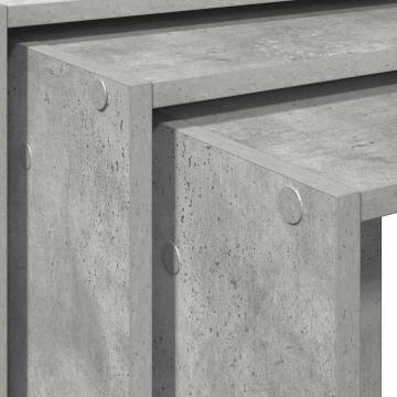 Stylish Nesting Tables - 3 pcs Concrete Grey Engineered Wood