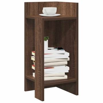 Stylish Brown Oak Side Tables - Set of 2 with Shelf 25.5x27x60 cm