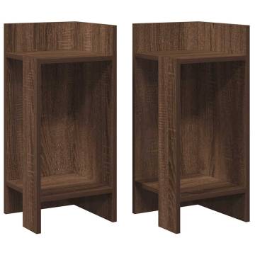 Stylish Brown Oak Side Tables - Set of 2 with Shelf 25.5x27x60 cm