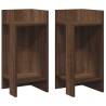 Stylish Brown Oak Side Tables - Set of 2 with Shelf 25.5x27x60 cm