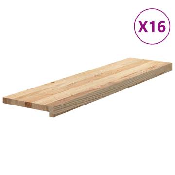 Stair Treads 16 pcs Untreated Solid Oak Wood - 100x25x2 cm