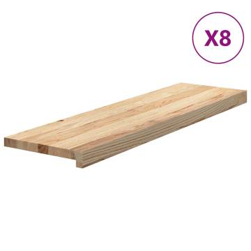 Stair Treads 8 pcs Untreated Solid Wood Oak | HipoMarket