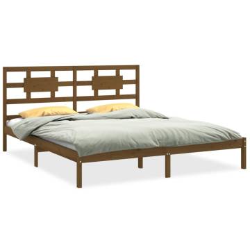 Honey Brown Solid Wood Bed Frame 200x200 cm | HipoMarket