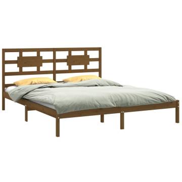 Honey Brown Solid Wood Bed Frame 200x200 cm | HipoMarket