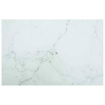 Table Top White 100x62 cm with Marble Design - Tempered Glass