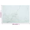 Table Top White 100x62 cm with Marble Design - Tempered Glass