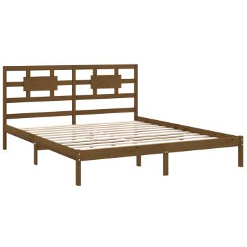 Honey Brown Solid Wood Bed Frame 200x200 cm | HipoMarket