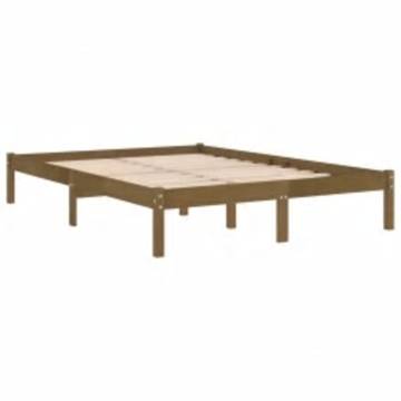 Honey Brown Solid Wood Bed Frame 200x200 cm | HipoMarket