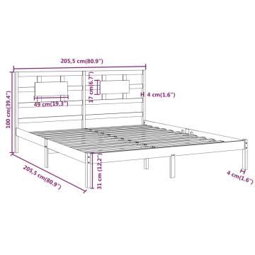 Honey Brown Solid Wood Bed Frame 200x200 cm | HipoMarket