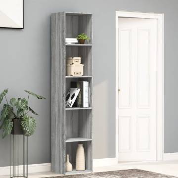 Book Cabinet Grey Sonoma - Stylish 5-Tier Storage Solution