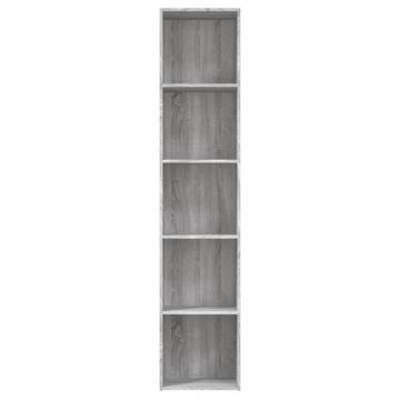 Book Cabinet Grey Sonoma - Stylish 5-Tier Storage Solution