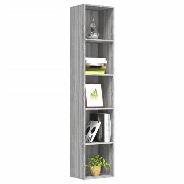 Book Cabinet Grey Sonoma - Stylish 5-Tier Storage Solution