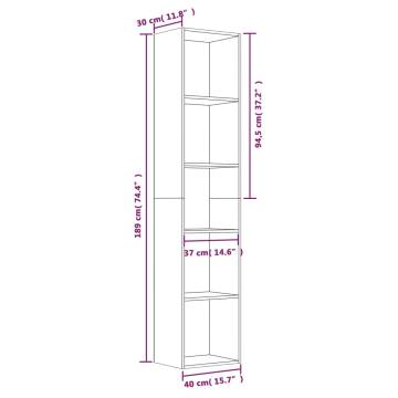 Book Cabinet Grey Sonoma - Stylish 5-Tier Storage Solution