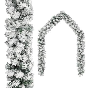 Christmas Garland with Flocked Snow Green - 10m PVC Decor