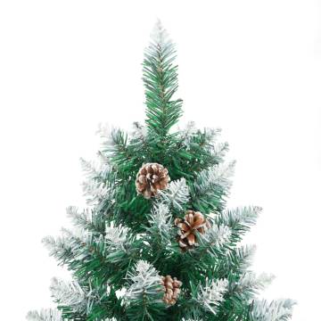 Slim Christmas Tree - Real Wood & White Snow Green 180 cm