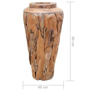 Rustic Solid Teak Wood Vase - 40x60 cm | HipoMarket