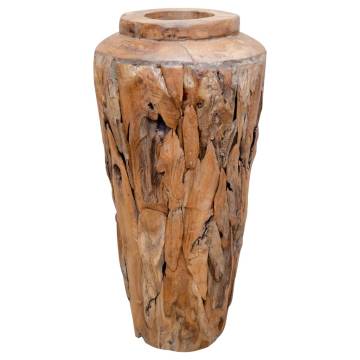 Rustic Solid Teak Wood Vase - 40x60 cm | HipoMarket