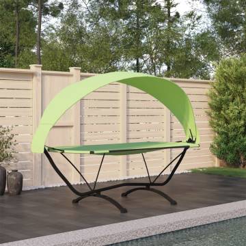 Outdoor Lounge Bed with Canopy - Green Steel & Oxford Fabric