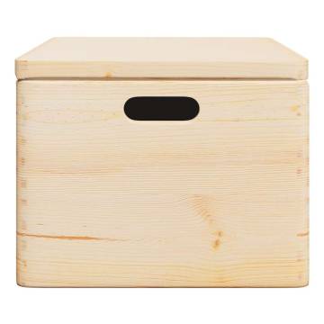 Wooden Box with Lid and Handles | Solid Pine Storage 40x30x23 cm