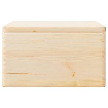 Wooden Box with Lid and Handles | Solid Pine Storage 40x30x23 cm