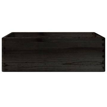 Wooden Box with Handles - Black Solid Pine 40x30x13 cm