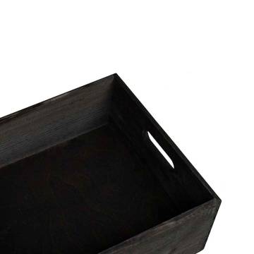 Wooden Box with Handles - Black Solid Pine 40x30x13 cm