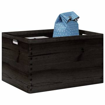 Wooden Box with Handles - Black Solid Pine | HipoMarket