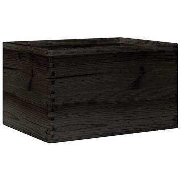 Wooden Box with Handles - Black Solid Pine | HipoMarket