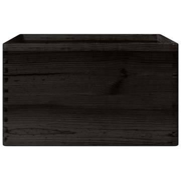 Wooden Box with Handles - Black Solid Pine | HipoMarket